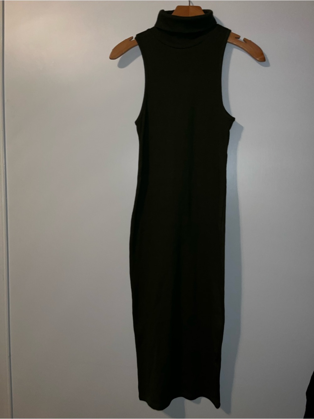 Zara Olive Green Sleeveless Turtleneck Maxi Dress